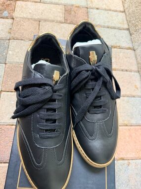 Cavalli Class Black Sneakers with Gold Trim